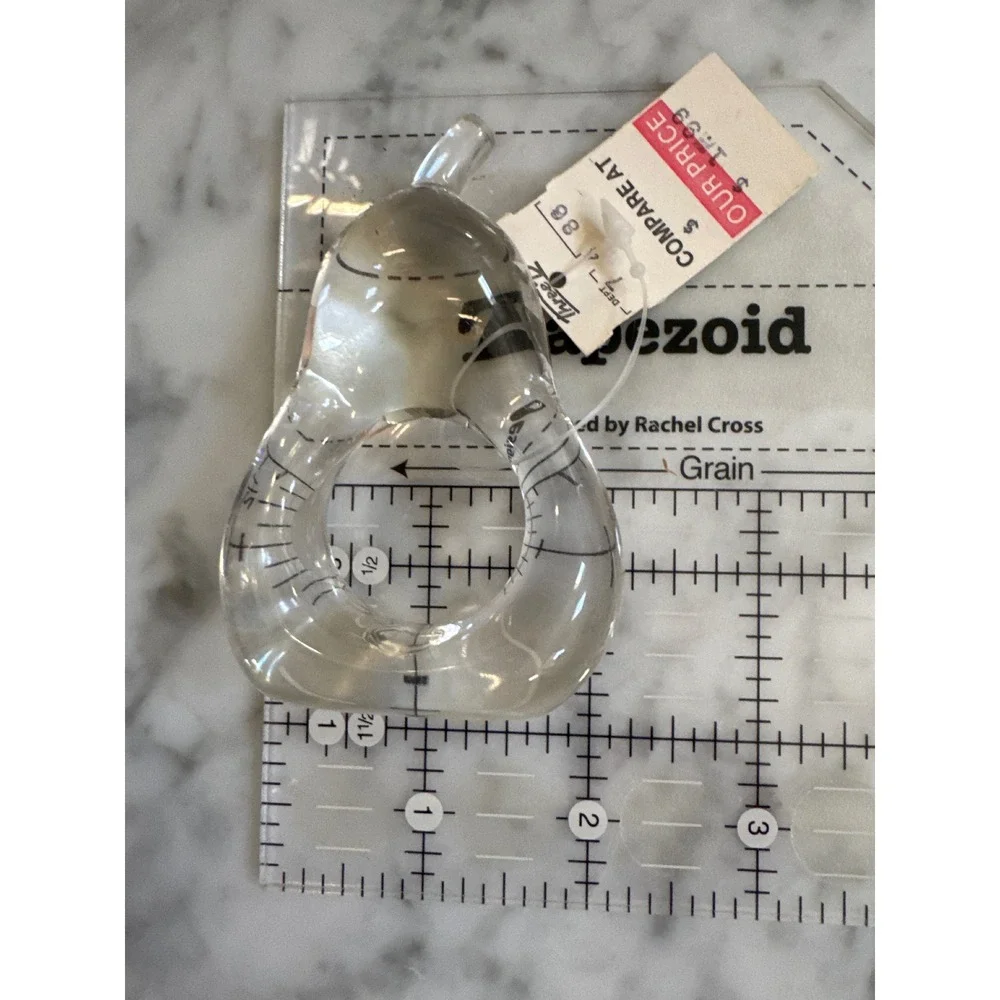 Vintage Three D Clear Acrylic Fruit Napkin Rings Set of 4 Apple Pear Lucite